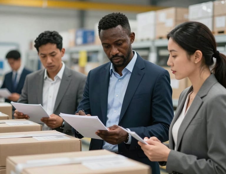 A diverse team collaborating over global supplier maps and cost charts.