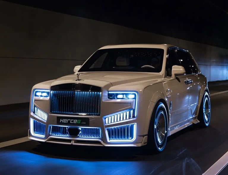 VIP private chauffeur service with luxury Rolls-Royce at night