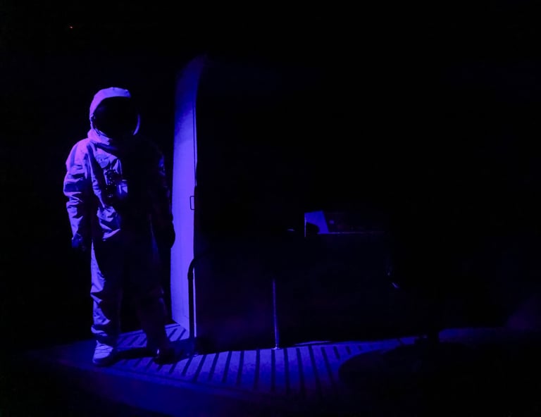 Casey Murphy in Spaceman at Urbanite Theatre (photos by Sorcha Augustine)