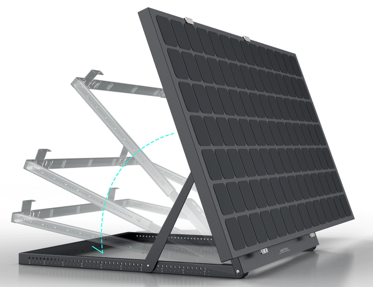 Versatile residential solar mounting system installed on a balcony, compatible with all inverters and panels, featuring adjus