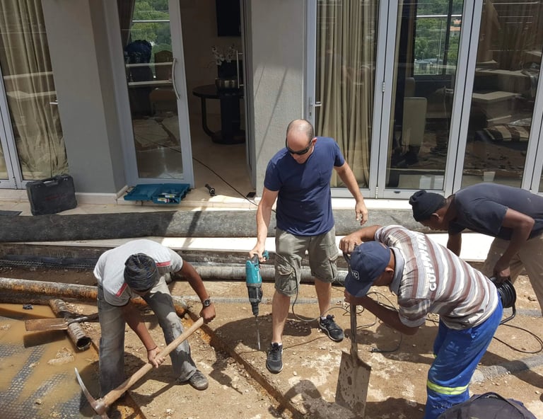 Leak tracing on severely compromised slab at Sandhurst Towers, Sandton