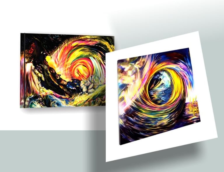 Abstract paintings imagery of dark wave with colorful lights series by Maya Britan I Am One ART