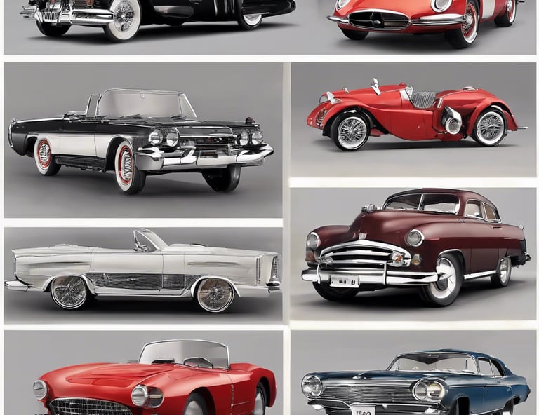 a series of six different colored cars