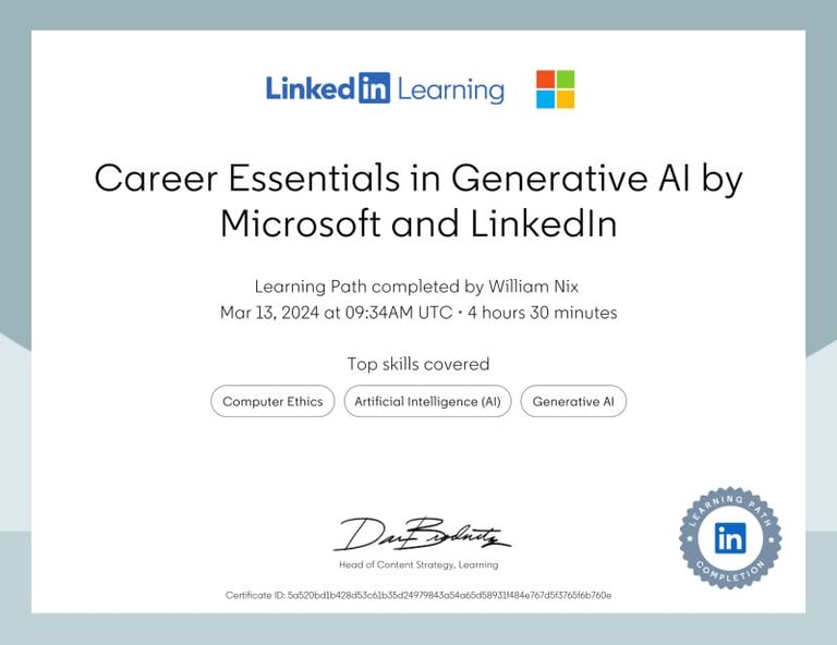 Career Essentials in Generative AI- LINKEDIN- WILLIAM NIX
