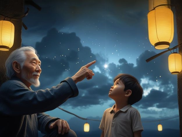 rác vũ trụ rơi xuống trước mặt ông cháu
