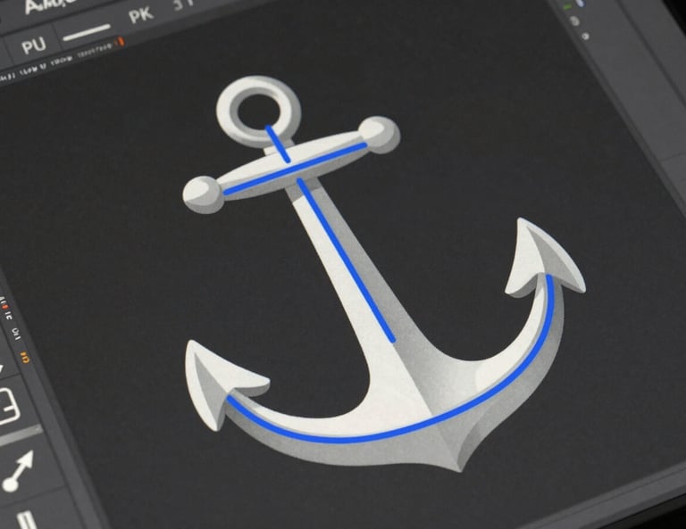 Close-up of vector anchor points and blue path lines in Adobe Illustrator on a dark interface, emphasizing technical precision and clean geometry.