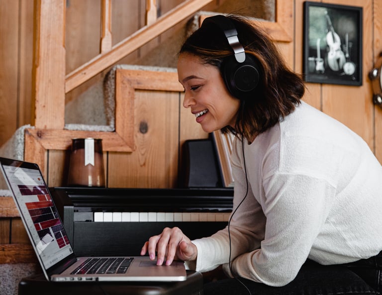 working from home on laptop