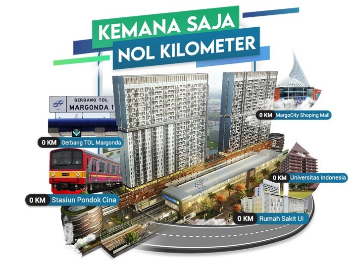 Apartemen Mahata Margonda Depok 0 KM ke Universitas Indonesia