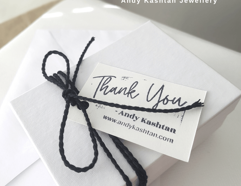 a thank card with a thank card attached to it