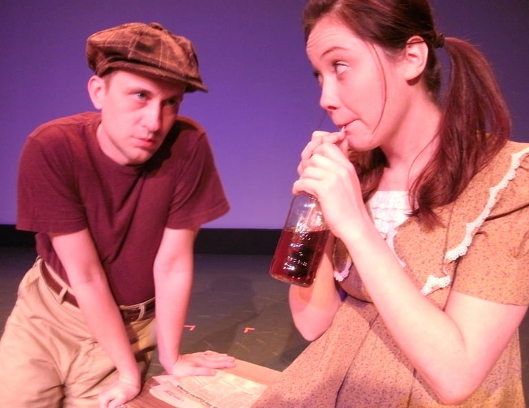Jeff Swearingen as Ellson and Natalie Young as Sam in RASPBERRY FIZZ (2012) Audacity Theatre Lab