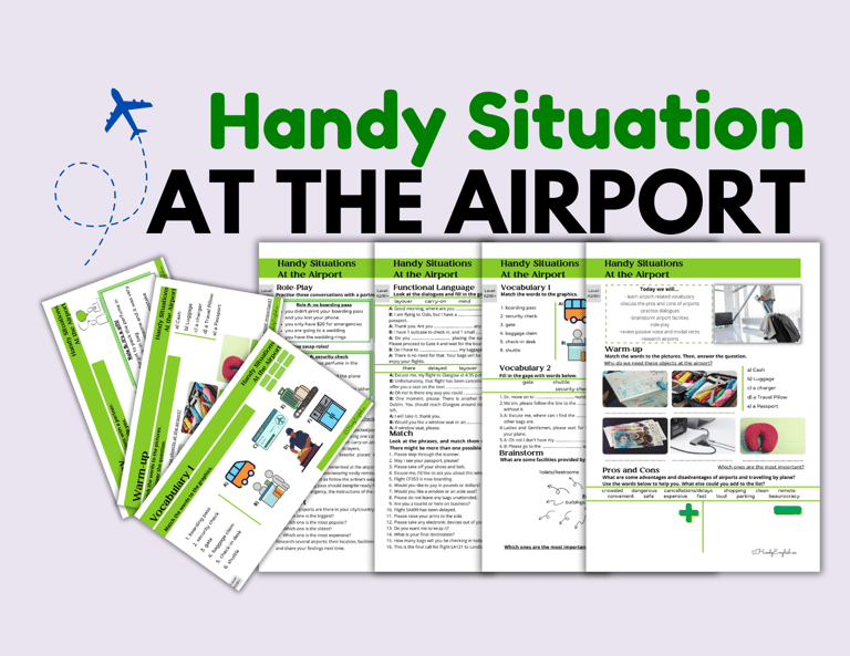 At the Airport ESL lesson plan Role Play modal verbs Vocabulary and Speaking