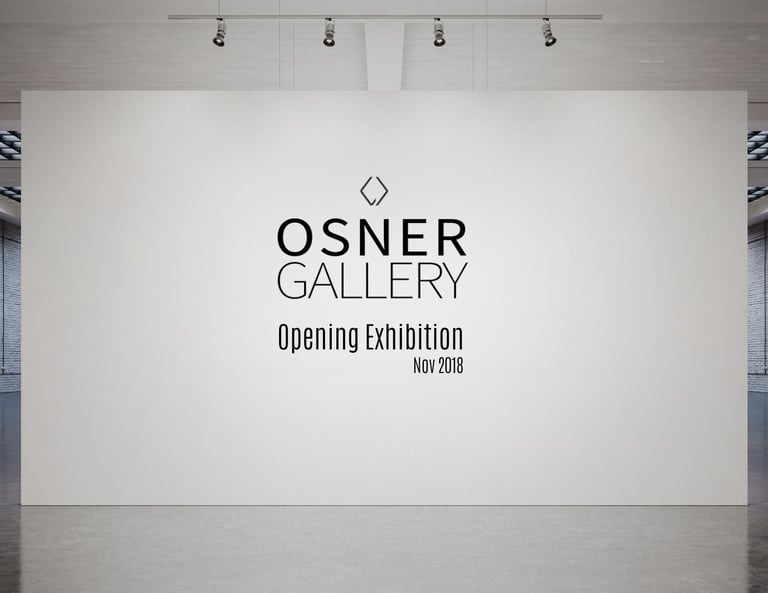 sner Gallery Opening Exhibition poster showing a minimalist gallery wall with spotlighting, marking the launch of the gallery
