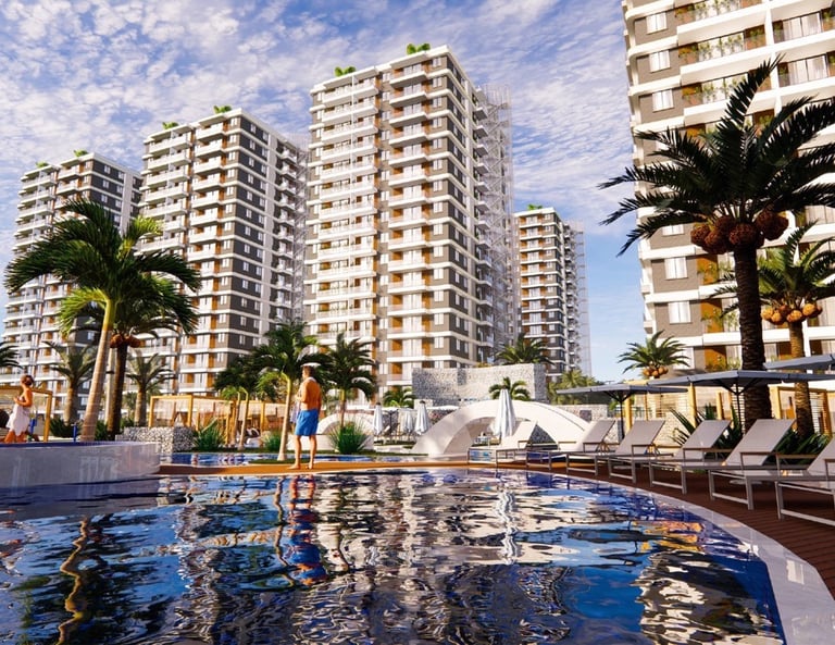 Kuzey Kıbrıs'ta bir yaşamı alanı ve insanların barınabileceği binalar olan inşaat projesi.