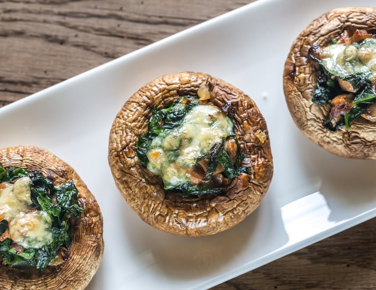 Keto Snack: Spinach and Feta Stuffed Mushrooms