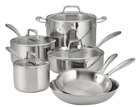 Tramontina Signature Tri-Ply 10-piece non-toxic stainless steel cookware set