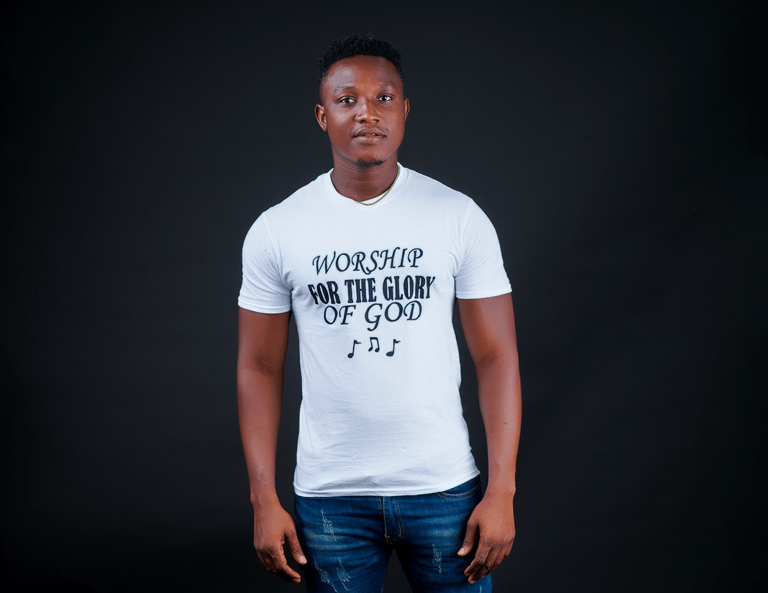 "Worship for the glory of God" black text on white  Christian T-shirt