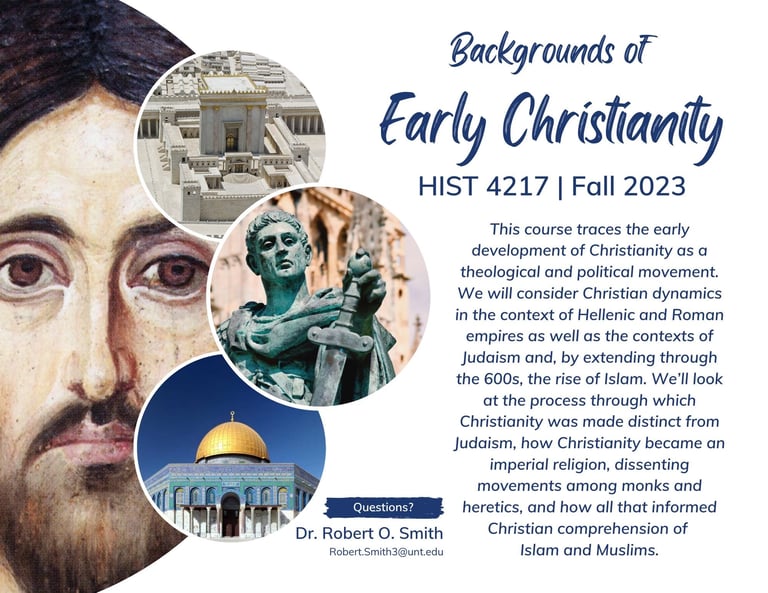 a course poster with a picture of a man with a beard and a dome