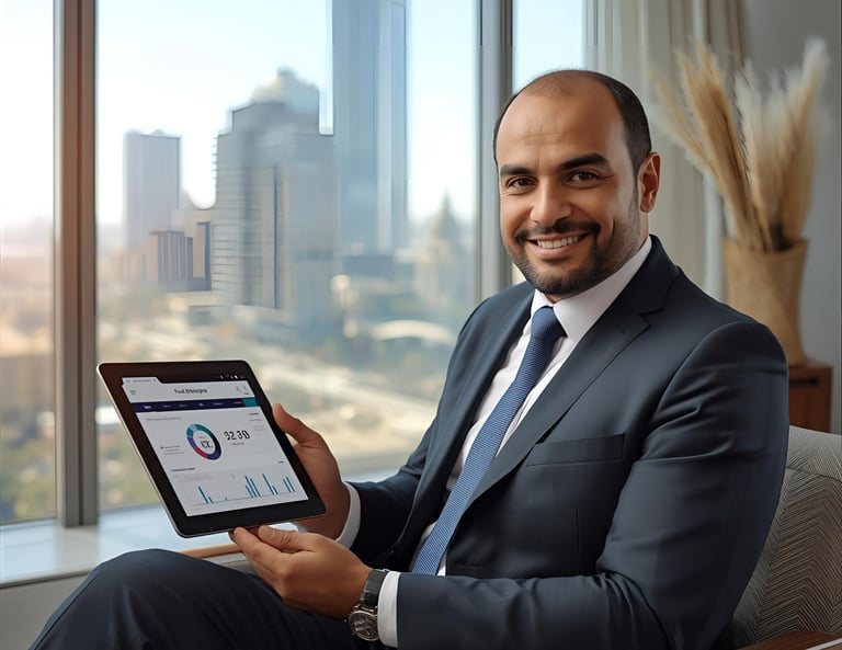 Optifleets CEO showing fleet management app in Cairo Headquarters