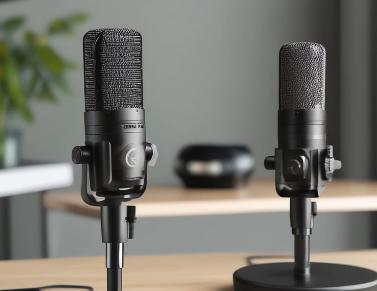 a close up of a microphone on a yellow background