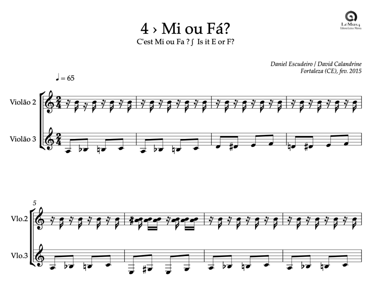 Imagem: parte completa de "Mi ou Fá?" do livro "violão em letra e música".
