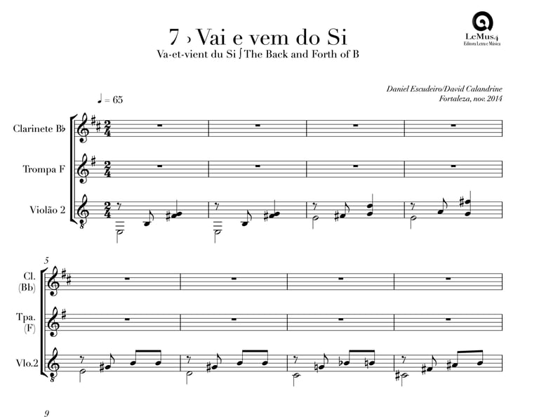 Imagem: parte completa de "Vai e vem do Si" do livro "violão em letra e música".