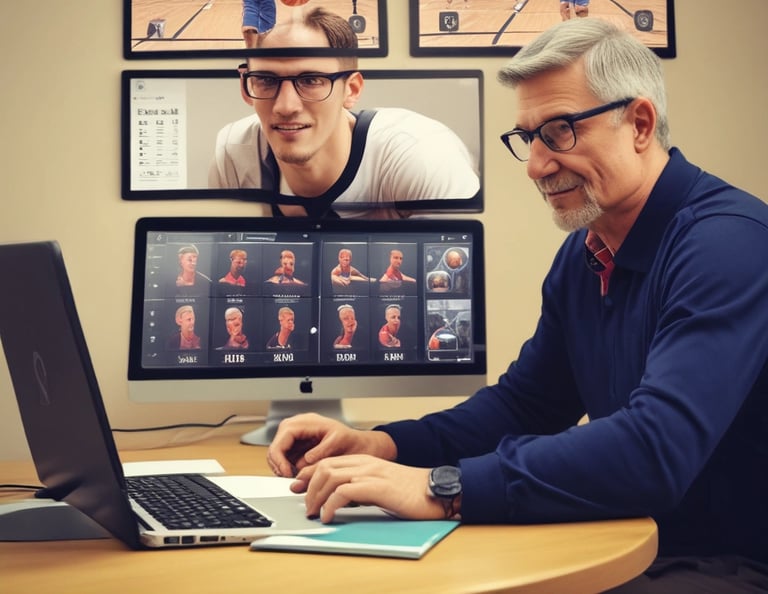 a man riding a skateboard down a street next to tall buildings