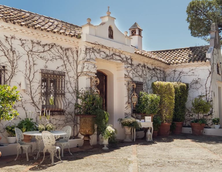 Stone courtyard and entrance at Finca Santa Katerina