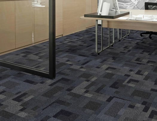 Garfield2 commercial carpet tile with block-style quarter-turn design, ideal for office and retail spaces in London, Ontario.