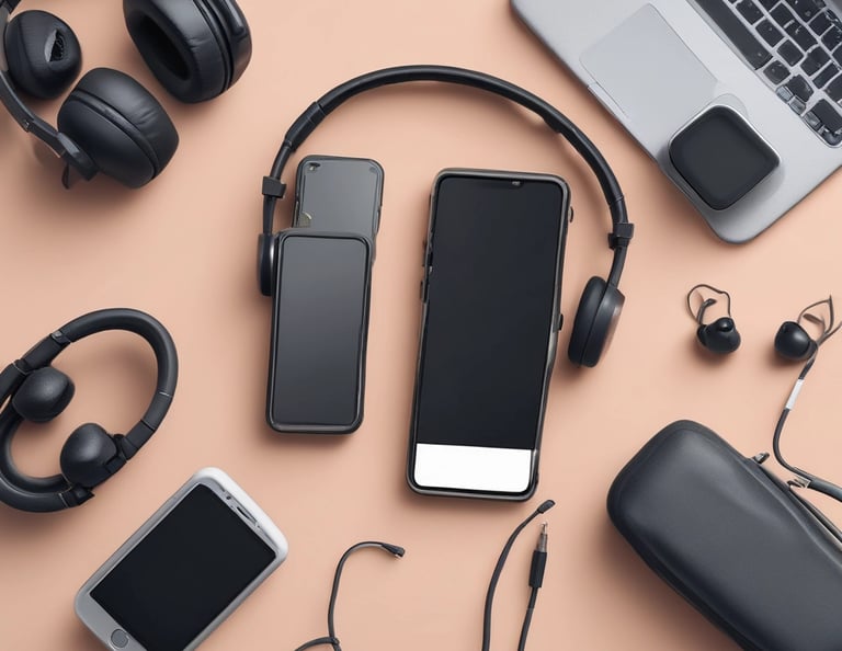 A colorful grid showcasing four distinct product categories with icons representing each.