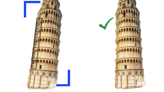 building before and after rotation and resizing background 