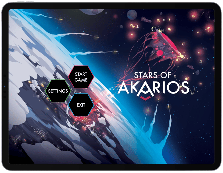 Screen shot of the application showing the game menu