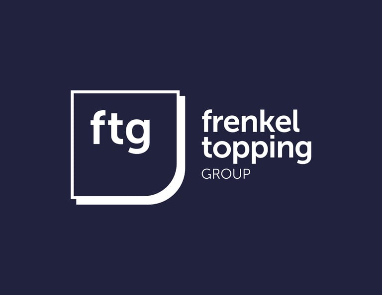 Frenkel Topping Group Logo on blue background