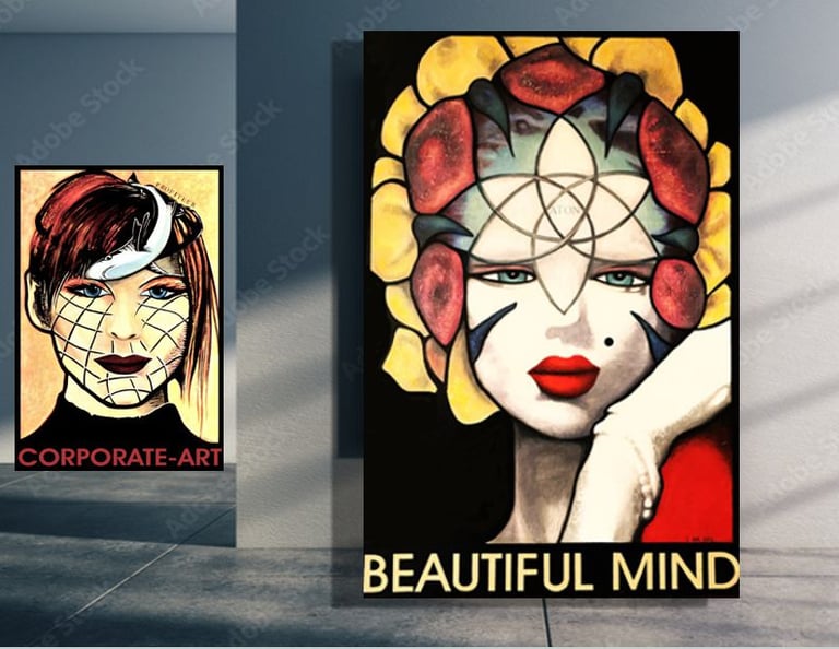 Marilyn Monre beautiful mind portrait painting on the wall