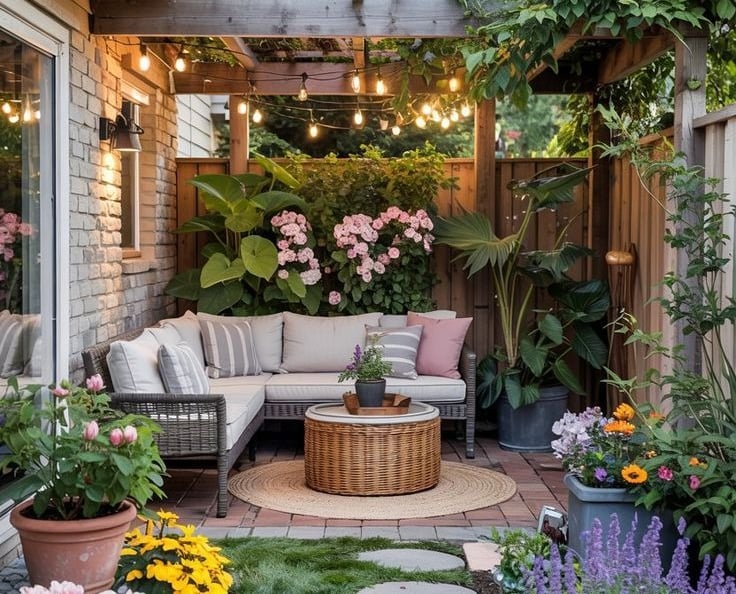 Garden and outdoor essentials including patio furniture, outdoor décor, gardening tools, planters, g
