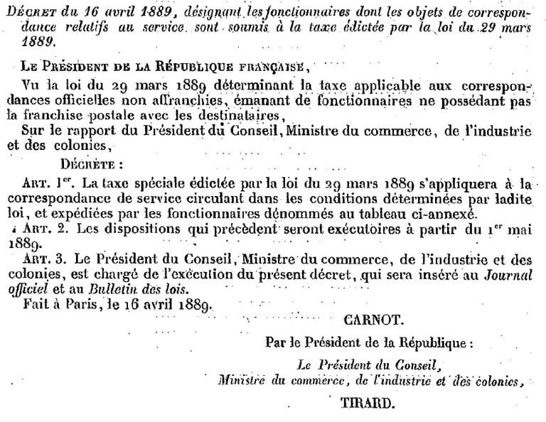 Taxe Simple Loi du 29 mars 1889