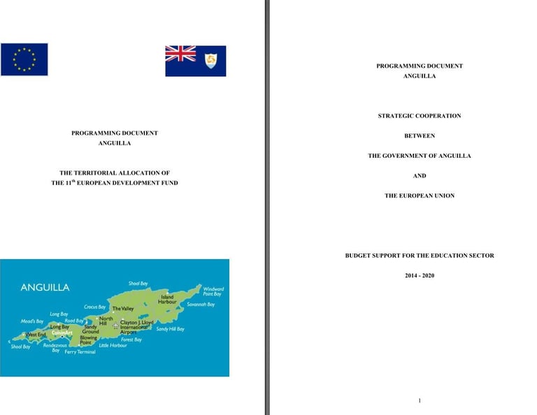 Tietelseite eines EU Schulprojektes auf der Karibikinsel Anguilla