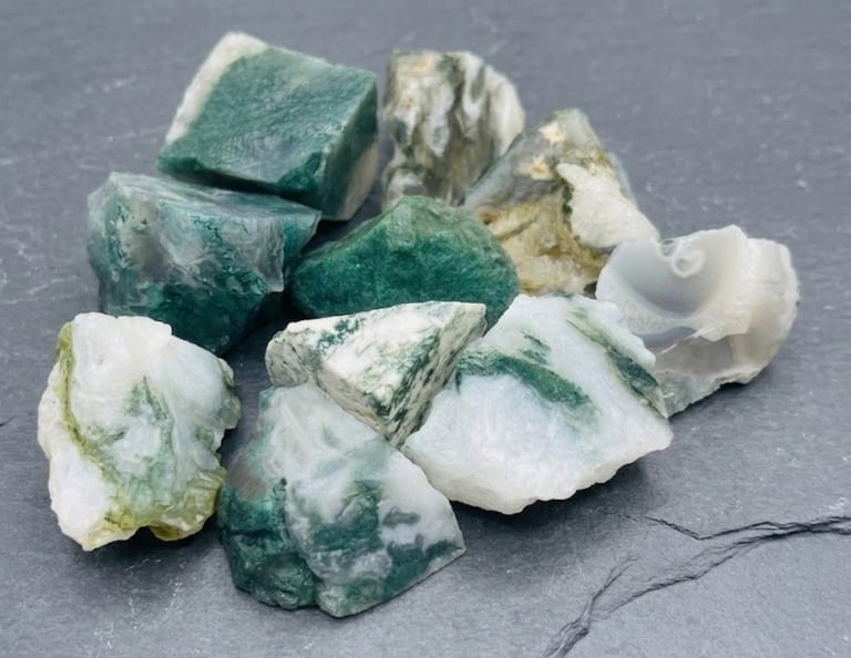 agate mousse pierre brute verte
