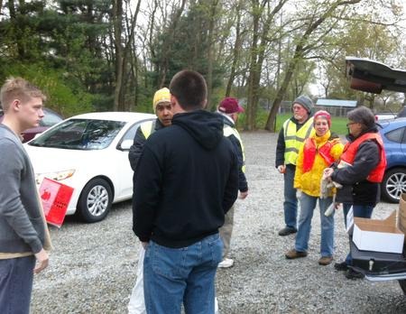 Neighbors gathering at Crescent Hills Park to pick up litter as part of the Adopt-a-Highway program
