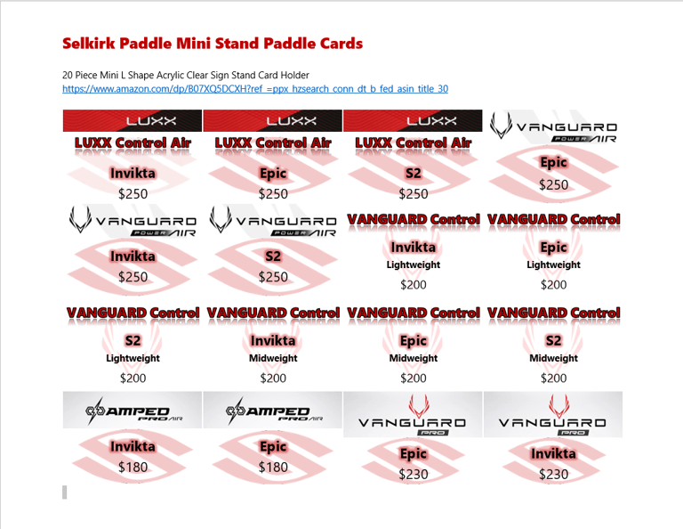Mini Stand Paddle Card Template