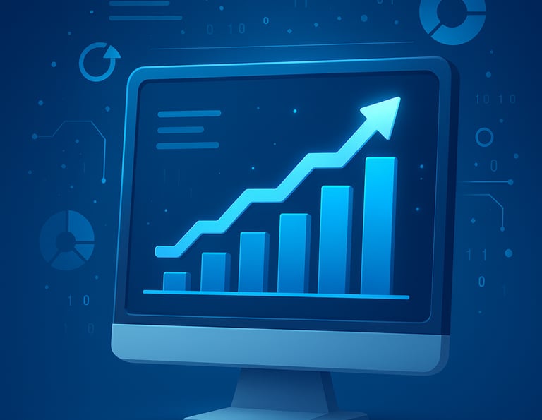 Growth chart on monitor symbolizing effective AI implementation