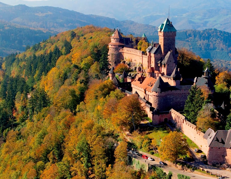 Castle in Alsace surrounded by forests