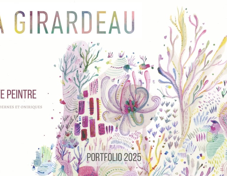 Page de présentation du portfolio d'aquarelle de l'artiste Eva Girardeau