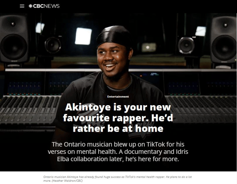 Akintoye, Toronto musician. Heather Waldron, CBC. 
