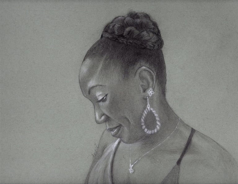 a portrait of a woman with a bunt