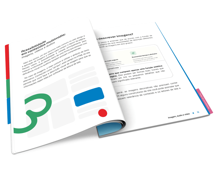 A imagem mostra o Guia de Web Design Acessível aberto