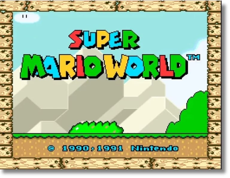Tela de título de Super Mario World oficial de 1990 