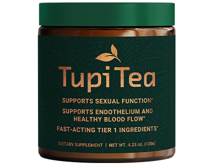 TupiTea dietary supplement jar for sexual health, blood flow, and endothelium support.