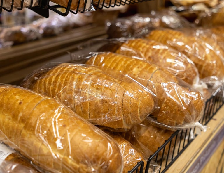 bread wrapped in shelf, shows freshness