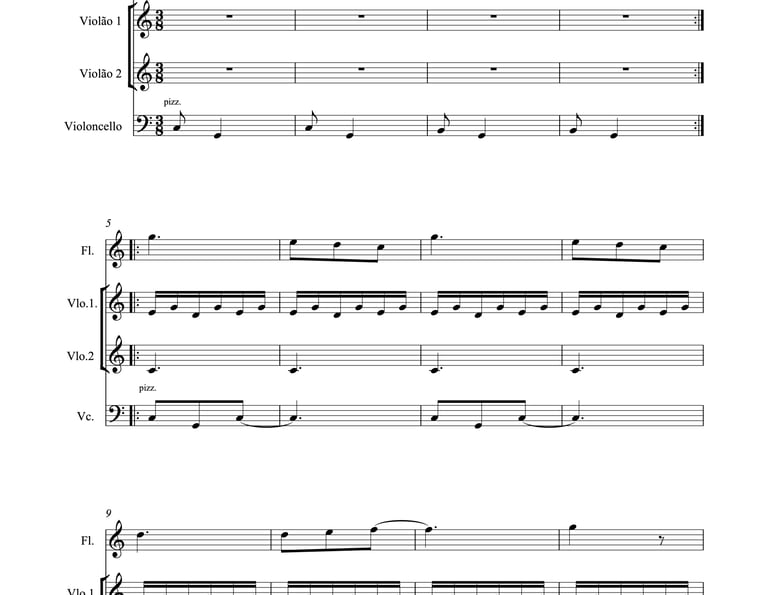 Imagem: parte completa de "Divertimento n. 1" do livro "violão em letra e música".