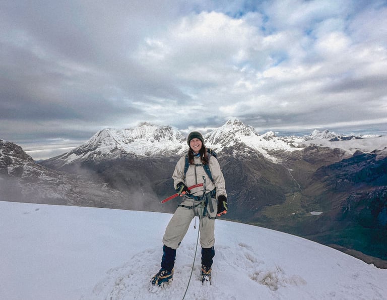 Girl on the summit of Nevado Mateo Peru